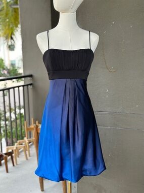 Betsy & Adam Blue and Black Bubble Skirt Dress Size 8